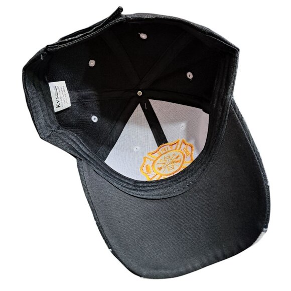 Fire Dept Black Snap Back Baseball Cap One Size Fits Most KYS Design NWOT - Picture 3 of 4